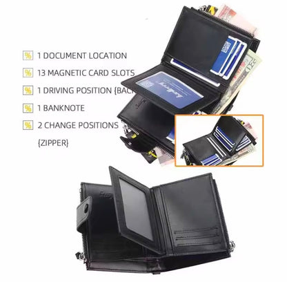 Baellery PU Leather Men Wallet High Quality Zipper Short Wallet