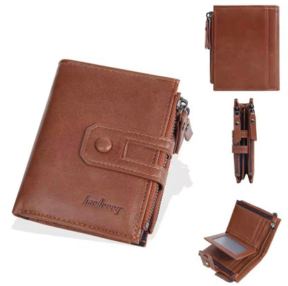 Baellery PU Leather Men Wallet High Quality Zipper Short Wallet