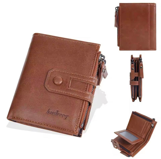 Baellery PU Leather Men Wallet High Quality Zipper Short Wallet