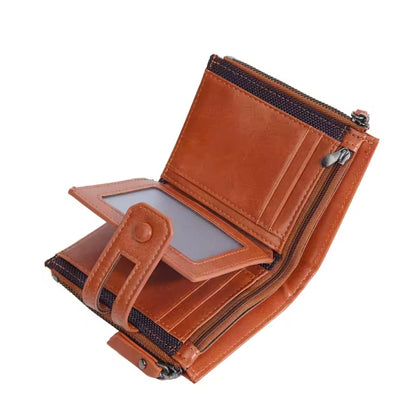 Baellery PU Leather Men Wallet High Quality Zipper Short Wallet