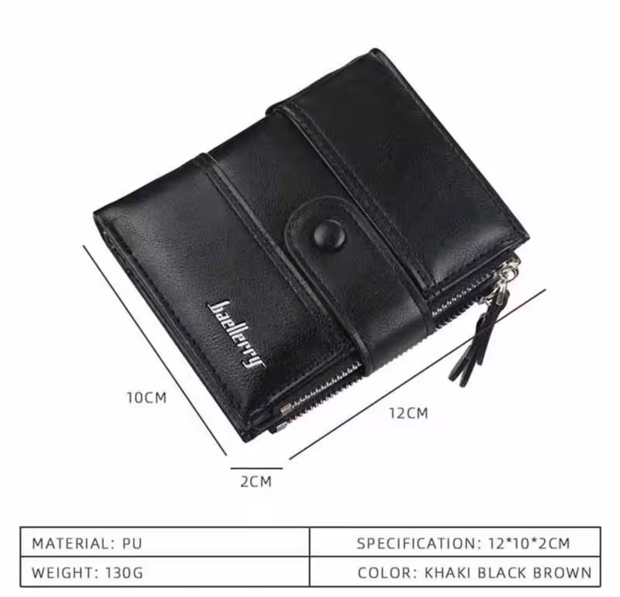 Baellery PU Leather Men Wallet High Quality Zipper Short Wallet