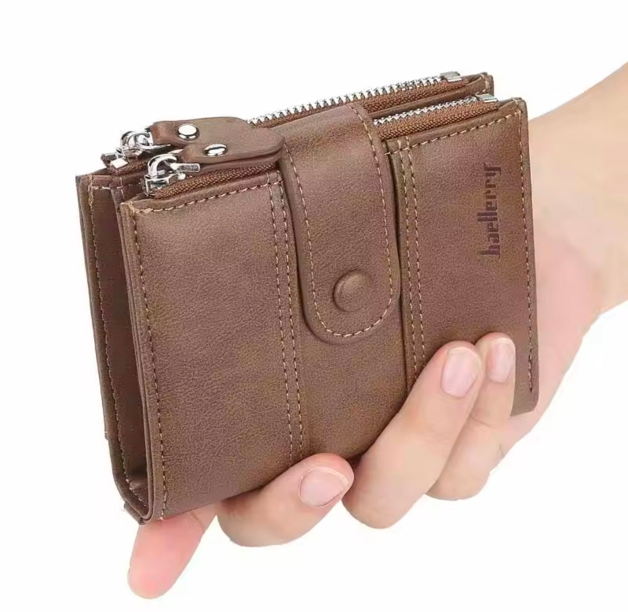 Baellery PU Leather Men Wallet High Quality Zipper Short Wallet