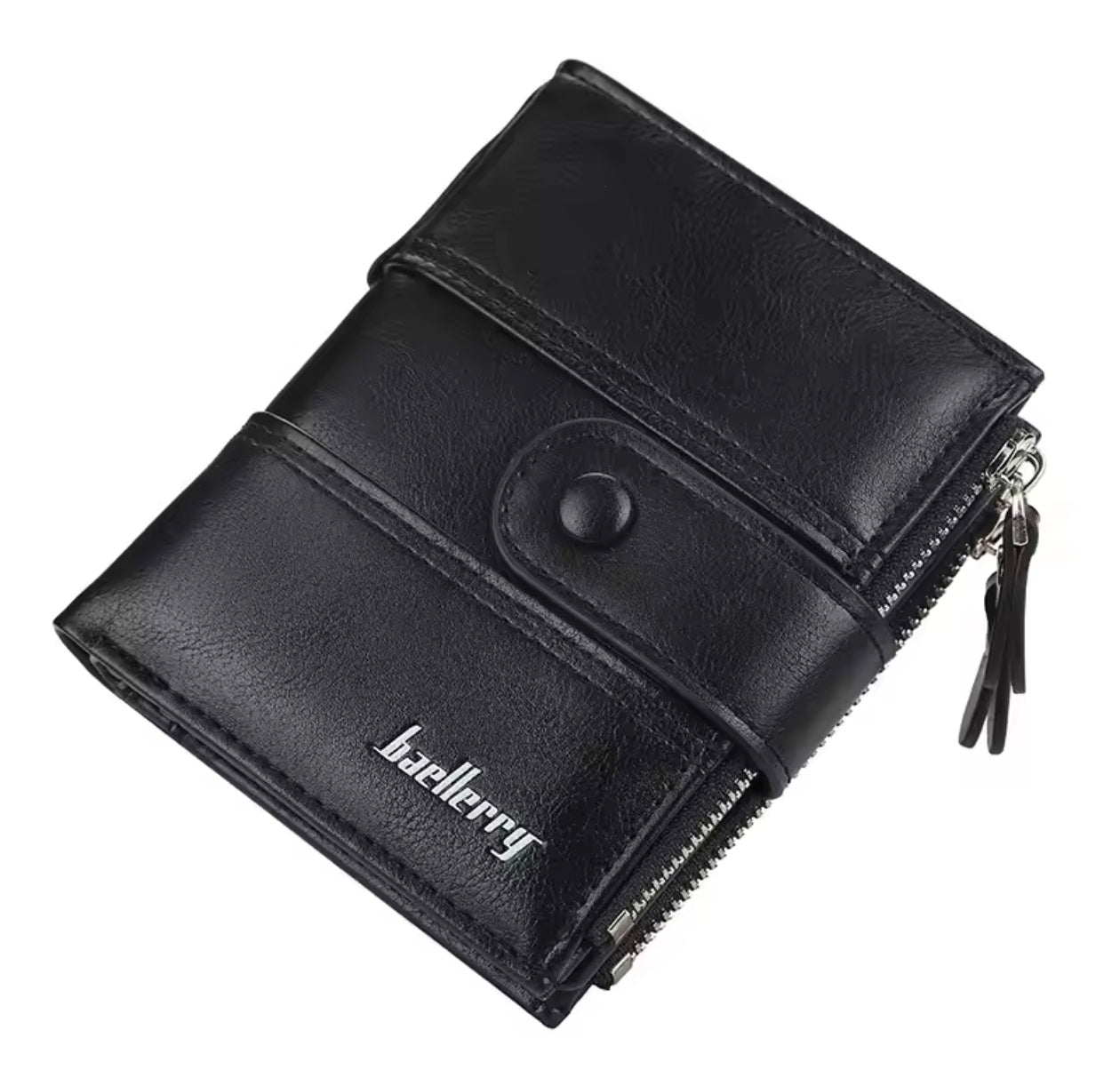 Baellery PU Leather Men Wallet High Quality Zipper Short Wallet