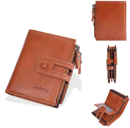 Baellery PU Leather Men Wallet High Quality Zipper Short Wallet
