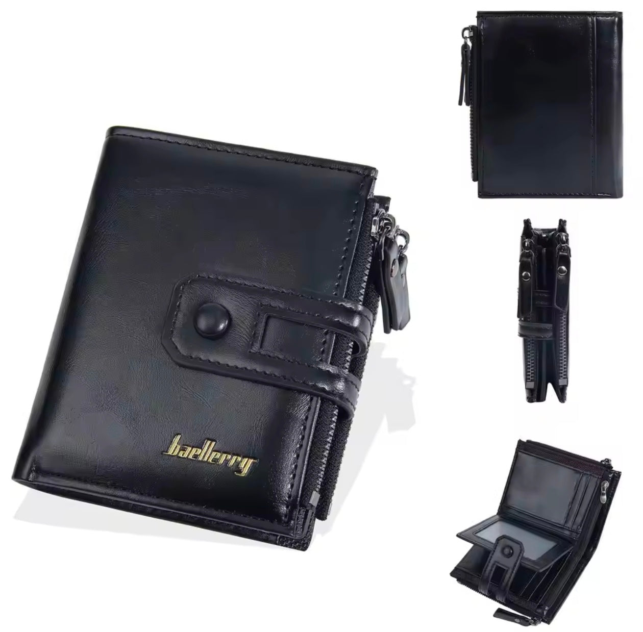 Baellery PU Leather Men Wallet High Quality Zipper Short Wallet