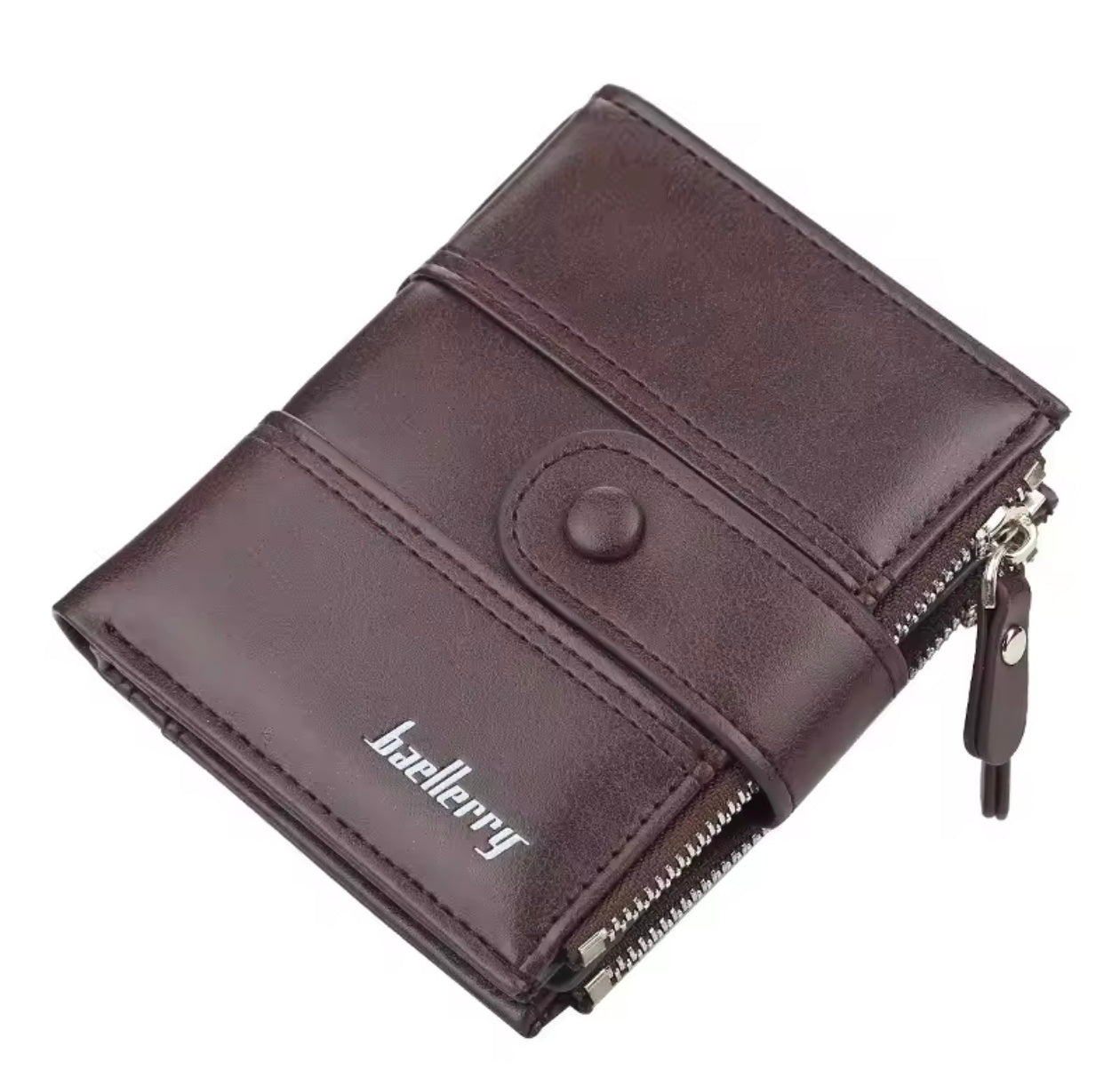 Baellery PU Leather Men Wallet High Quality Zipper Short Wallet